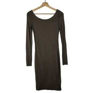 LAMade Brown Long Sleeve Bodycon Midi Dress XS